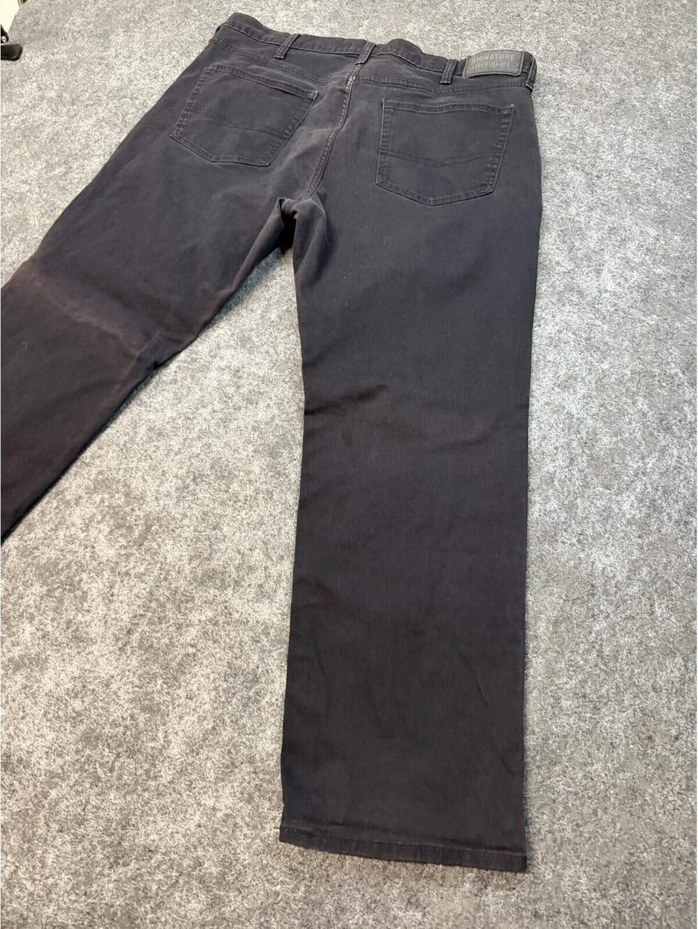 Signature Levi Strauss Athletic Jeans Mens 38x30 Black Stretch Denim Ripped Work